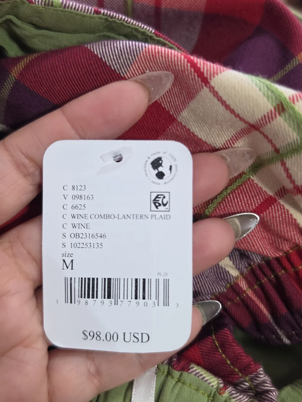 NWT Free People Nice Choice textured Plaid pull-on trousers.